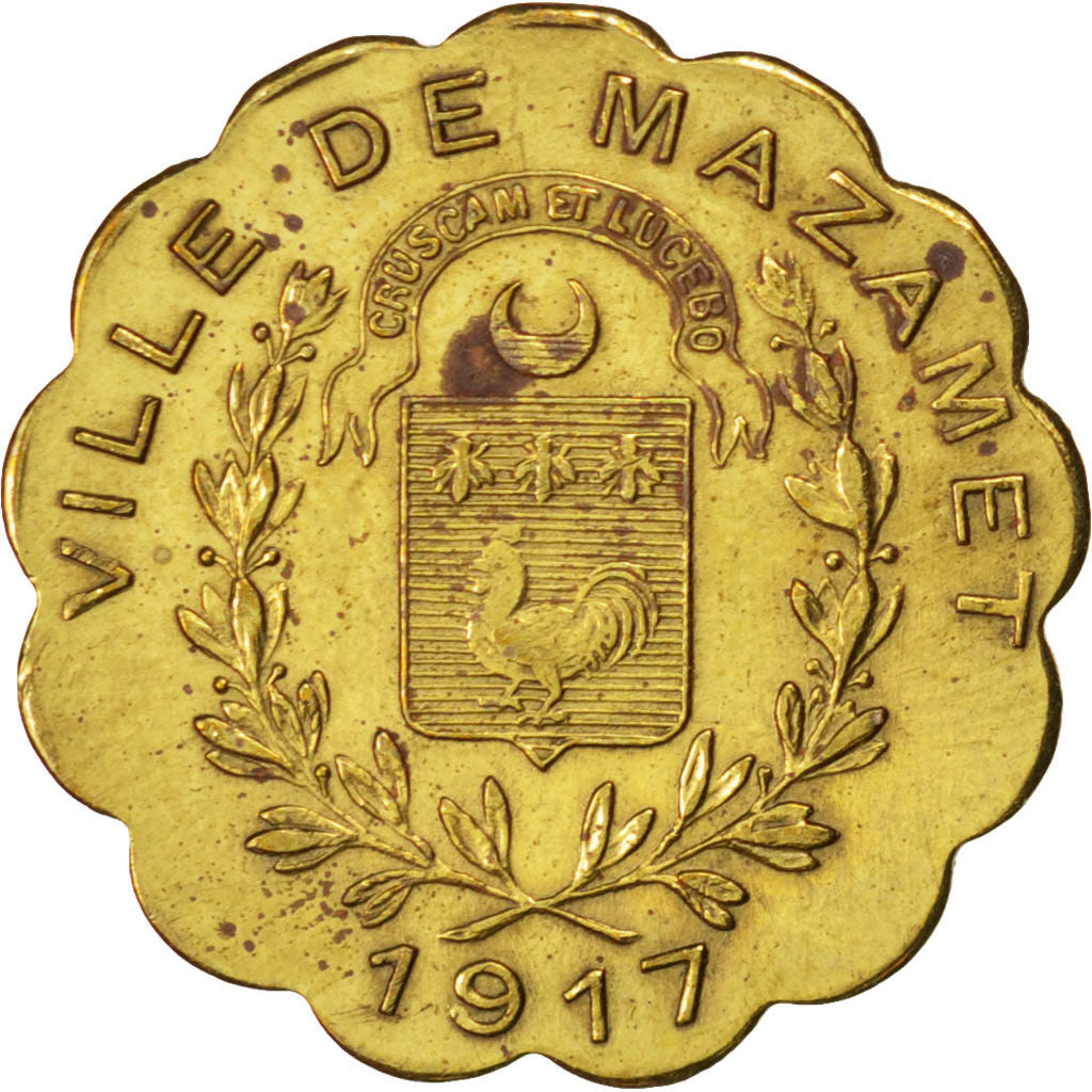 France, 5 Centimes, 1917, AU(50-53), Brass, Elie #10.1, 2.01