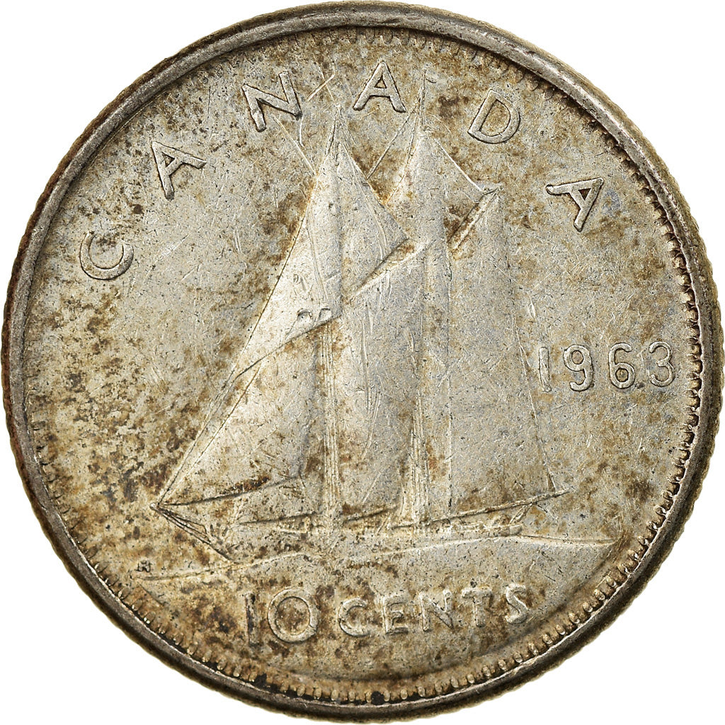 Moneta, Canada, Elizabeth II, 10 Cents, 1963, Royal Canadian Mint, Ottawa