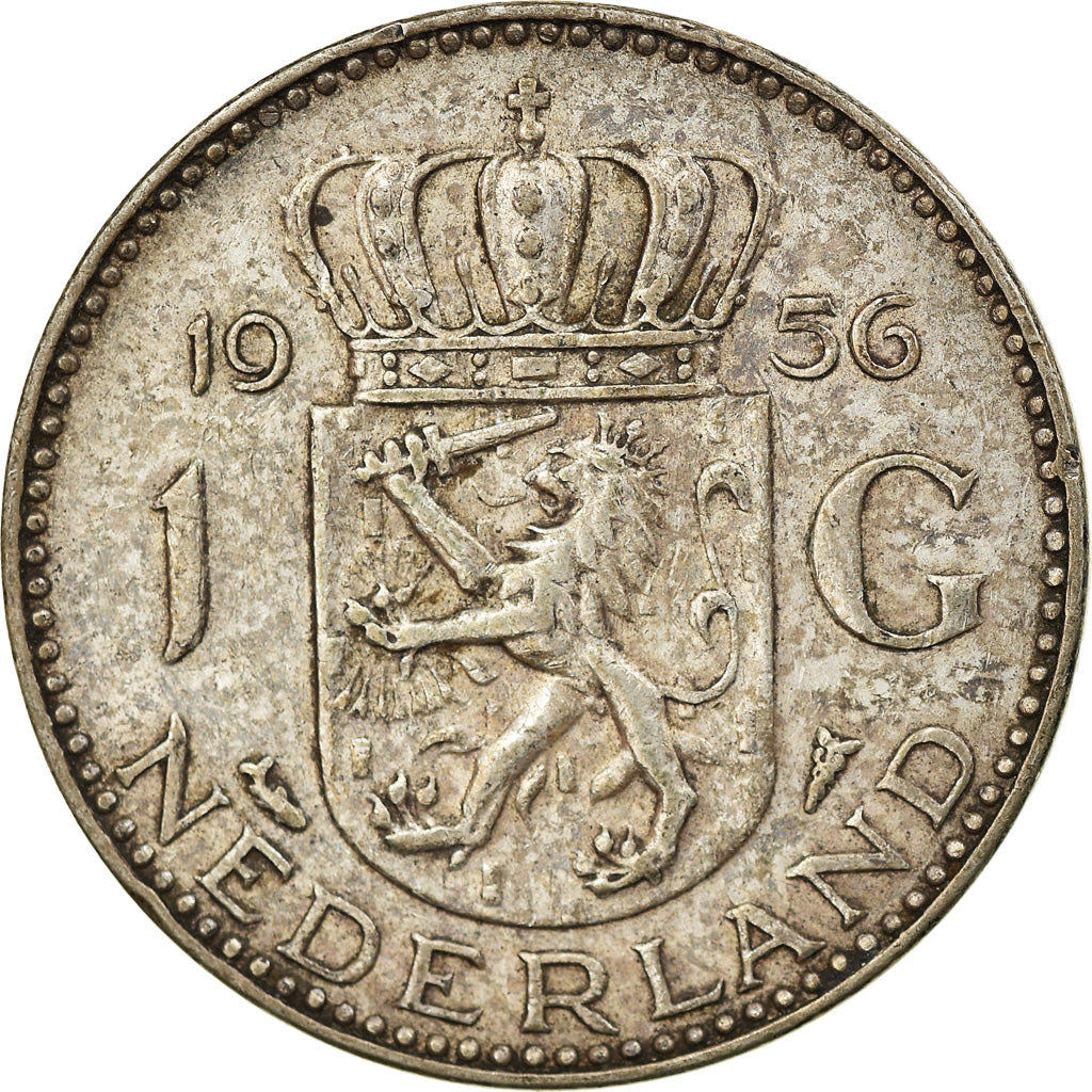 Münze, Niederlande, Juliana, Gulden, 1956, SS, Silber, KM:184