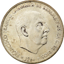 Coin, Spain, Caudillo and regent, 100 Pesetas, 1966, AU(50-53), Silver, KM:797