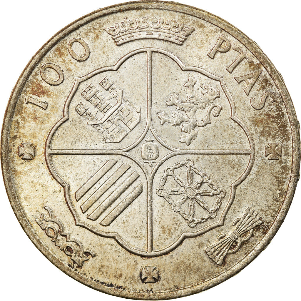 Coin, Spain, Caudillo and regent, 100 Pesetas, 1966, AU(50-53), Silver, KM:797