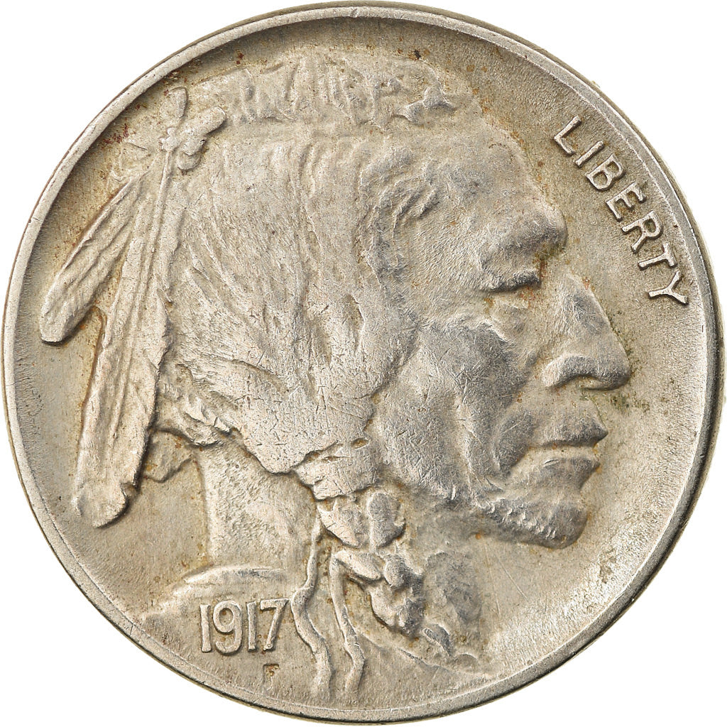 Coin, United States, Buffalo Nickel, 5 Cents, 1917, U.S. Mint, Philadelphia