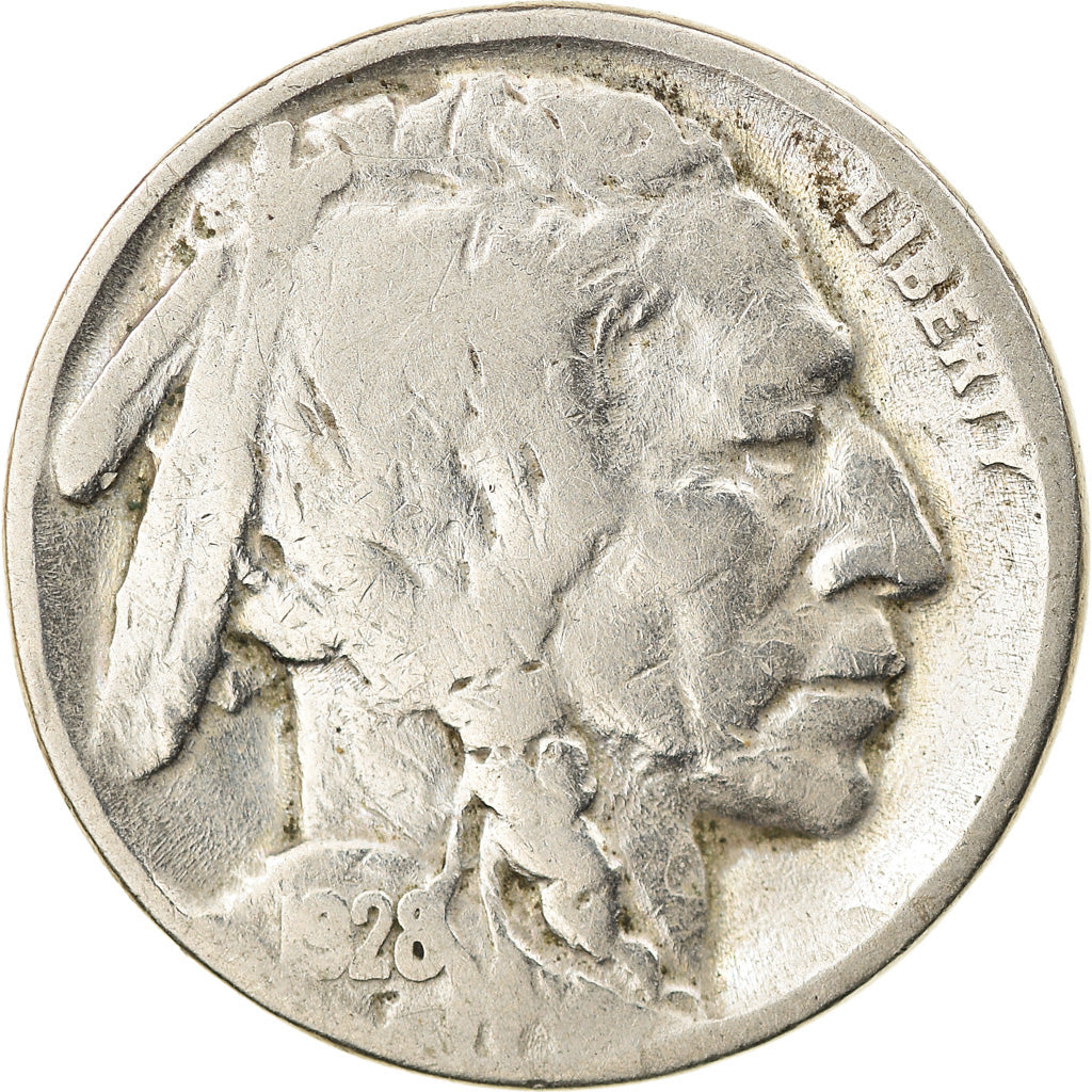 Monnaie, États-Unis, Buffalo Nickel, 5 Cents, 1928, U.S. Mint, Philadelphie