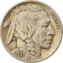 Coin, United States, Buffalo Nickel, 5 Cents, 1937, U.S. Mint, Denver