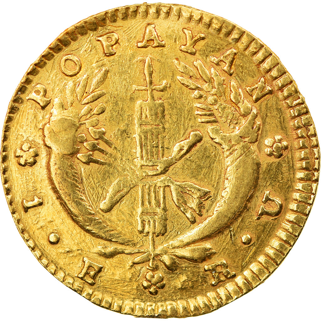 Moneda, Colombia, Escudo, 1832, Popayan, BC+, Oro, KM:81.2
