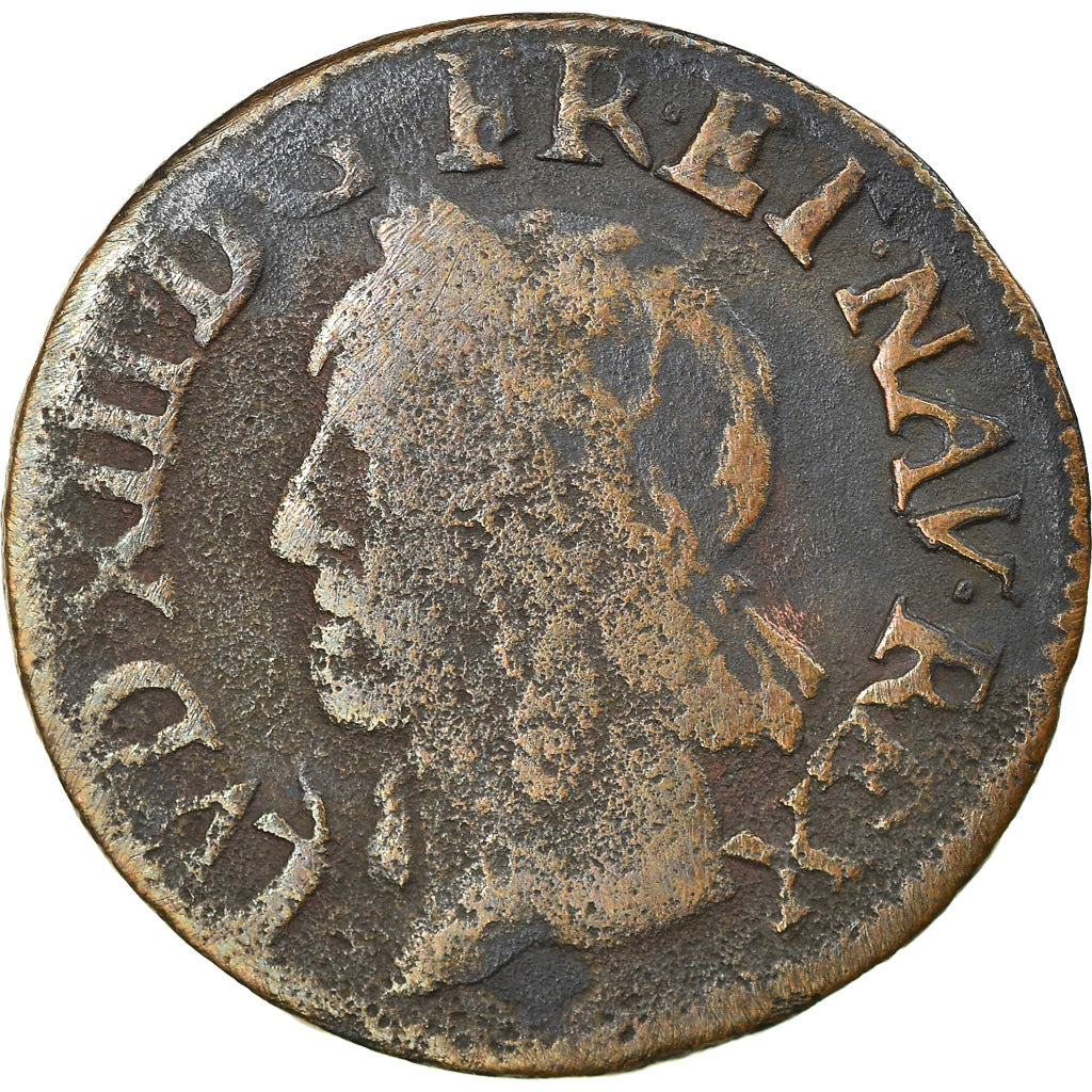 Coin, France, Louis XIII, Double tournois de Warin, tête à gauche, Double
