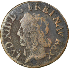Coin, France, Louis XIII, Double tournois de Warin, tête à gauche, Double