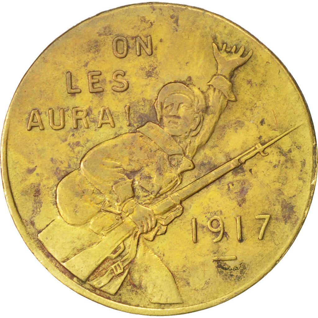 France, 25 Centimes, 1917, EF(40-45), Brass, Elie #15.1, 2.90