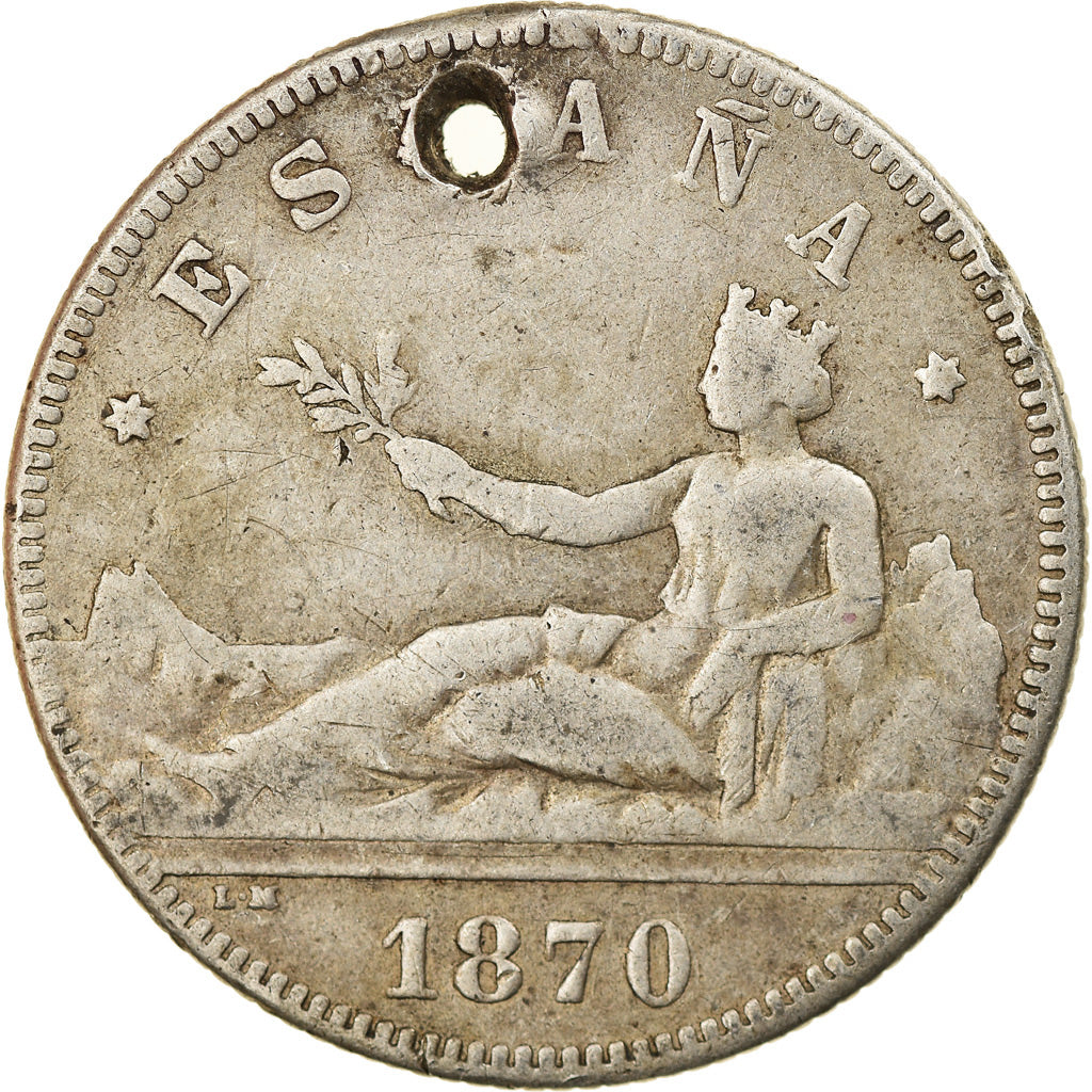Coin, Spain, Provisional Government, 2 Pesetas, 1870, Madrid, VF(20-25), Silver