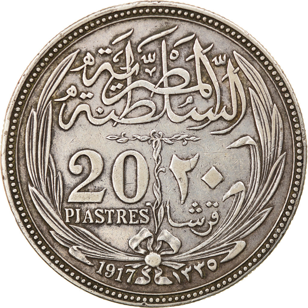 Coin, Egypt, Hussein Kamil, 20 Piastres, 1917, Birmingham, EF(40-45), Silver
