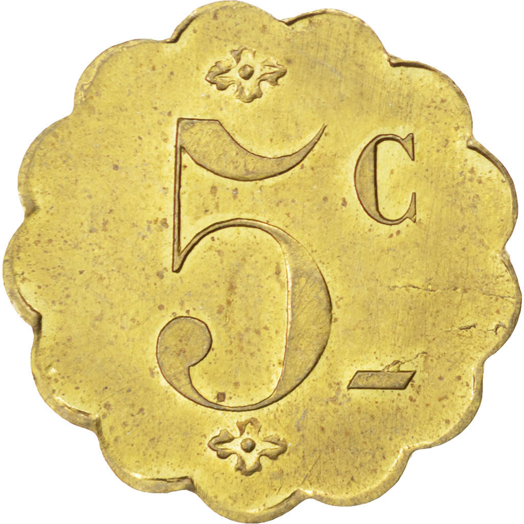 France, 5 Centimes, AU(55-58), Brass, Elie #315.3, 1.74