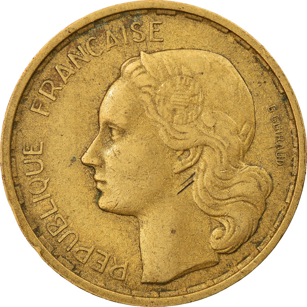 Munten, Frankrijk, Guiraud, 20 Francs, 1950, Beaumont - Le Roger, 3 faucilles /