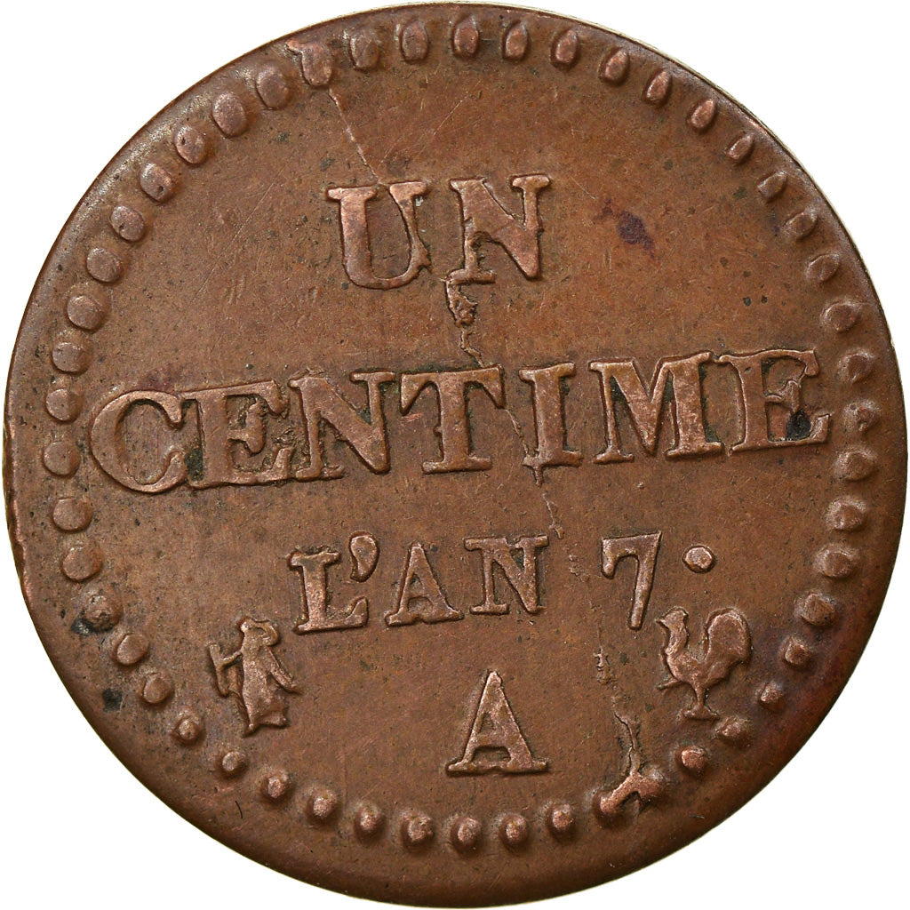 Coin, France, Dupré, Centime, AN 7, Paris, EF(40-45), Bronze, KM:646
