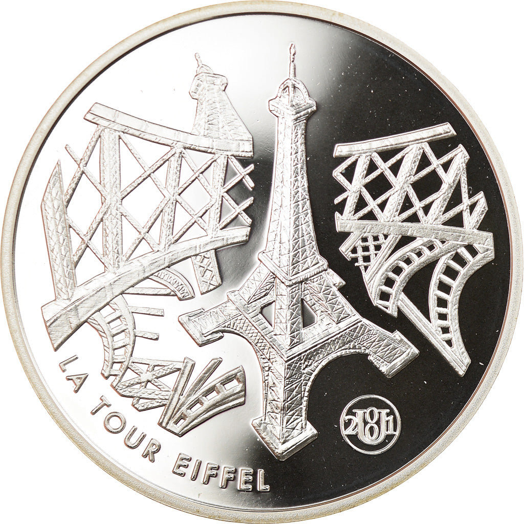 Coin, France, Tour Eiffel, 10 Francs, 2001, Paris, Proof, MS(65-70), Silver