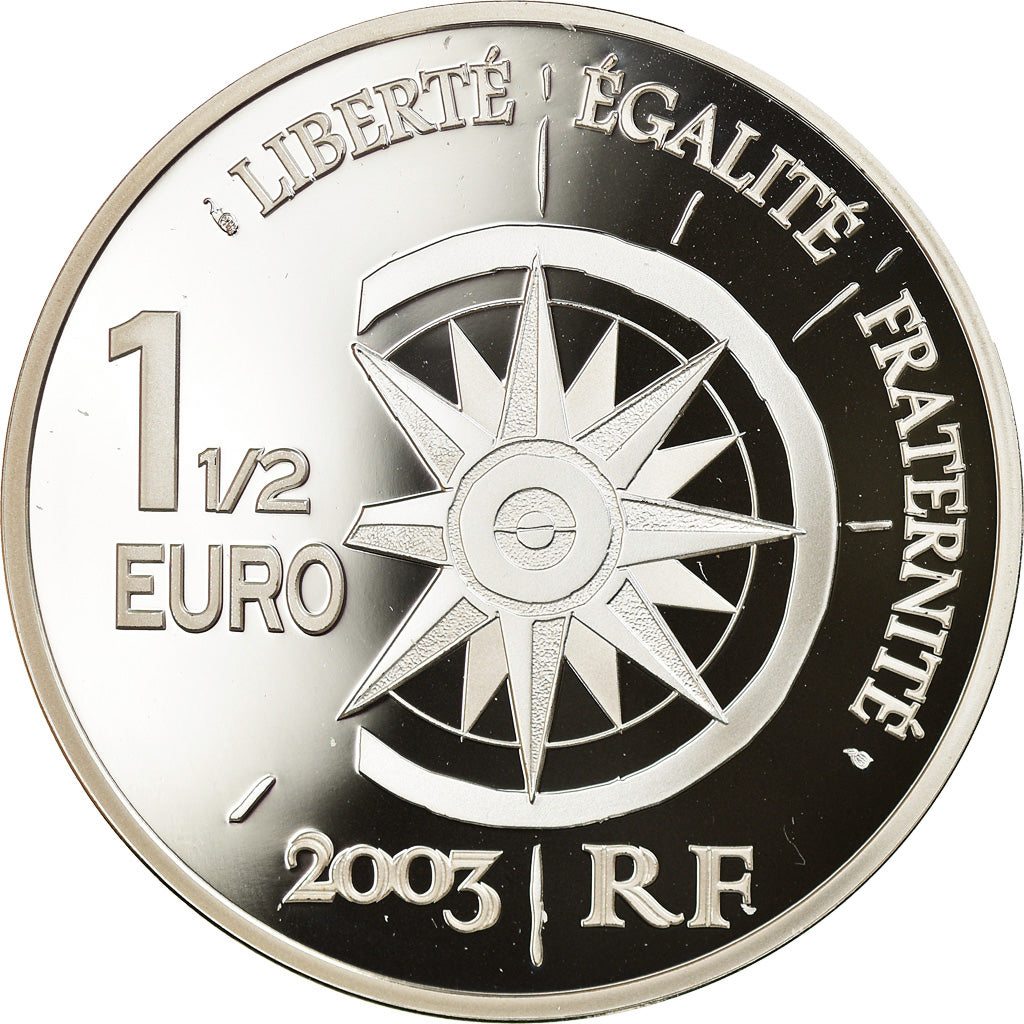 France, 1-1/2 Euro, 2003, Paris, Proof, MS(65-70), Silver, KM:1341