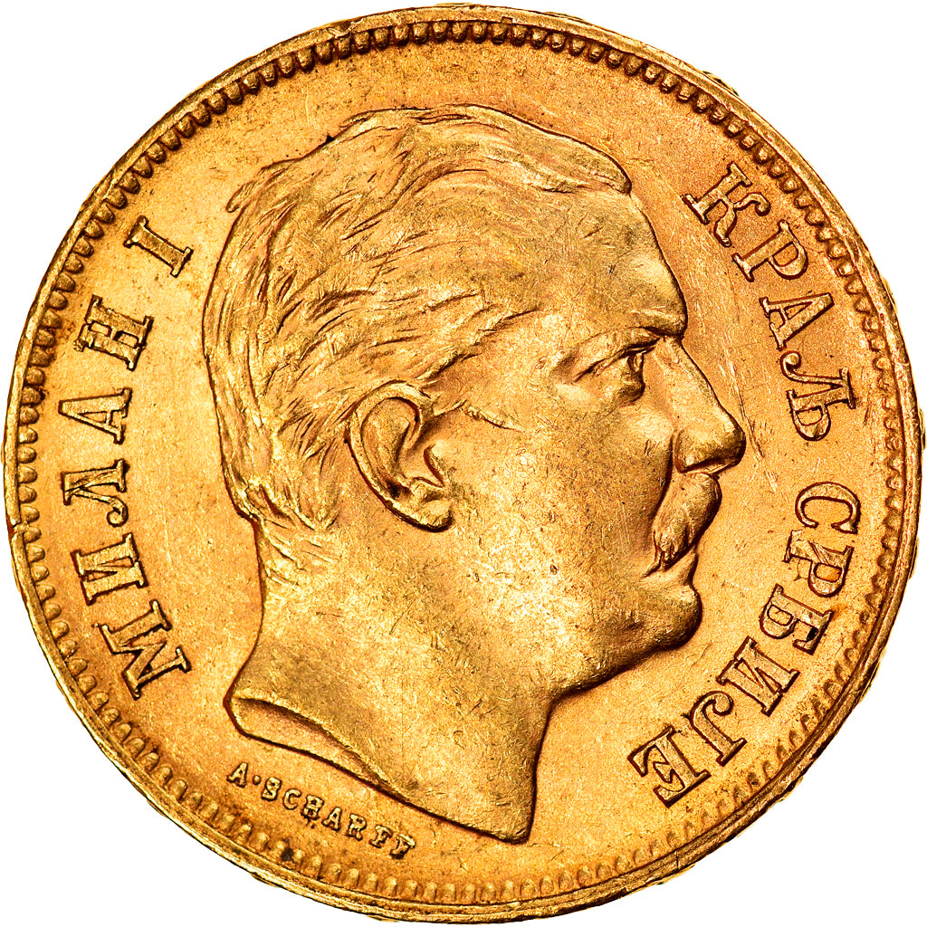 Moneta, Serbia, Milan I, 20 Dinara, 1882, SPL-, Oro, KM:17.1