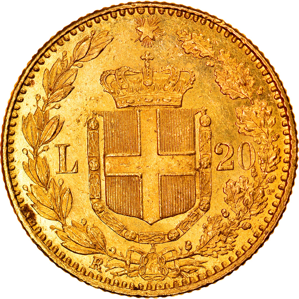 Moeda, Itália, Umberto I, 20 Lire, 1885, Rome, AU(55-58), Dourado, KM:21