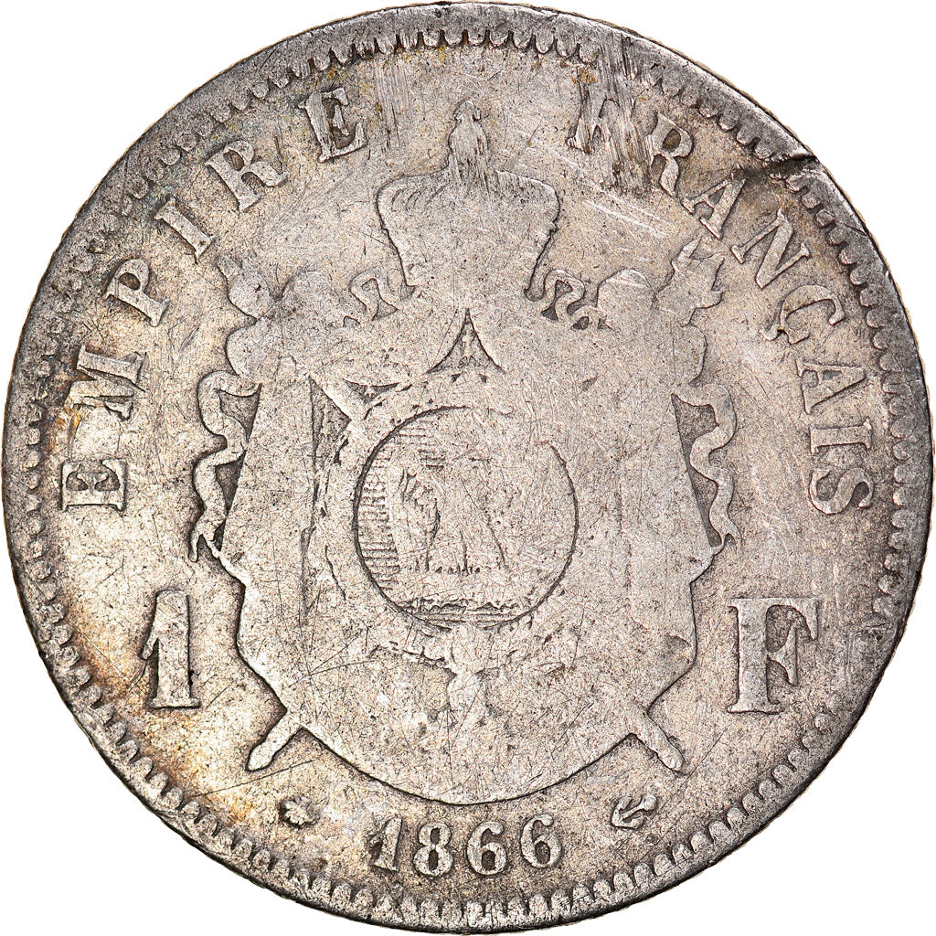 Munten, Frankrijk, Napoleon III, Napoléon III, Franc, 1866, Paris, FR, Zilver