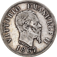 Coin, Italy, Vittorio Emanuele II, 50 Centesimi, 1867, Naples, VF(30-35)