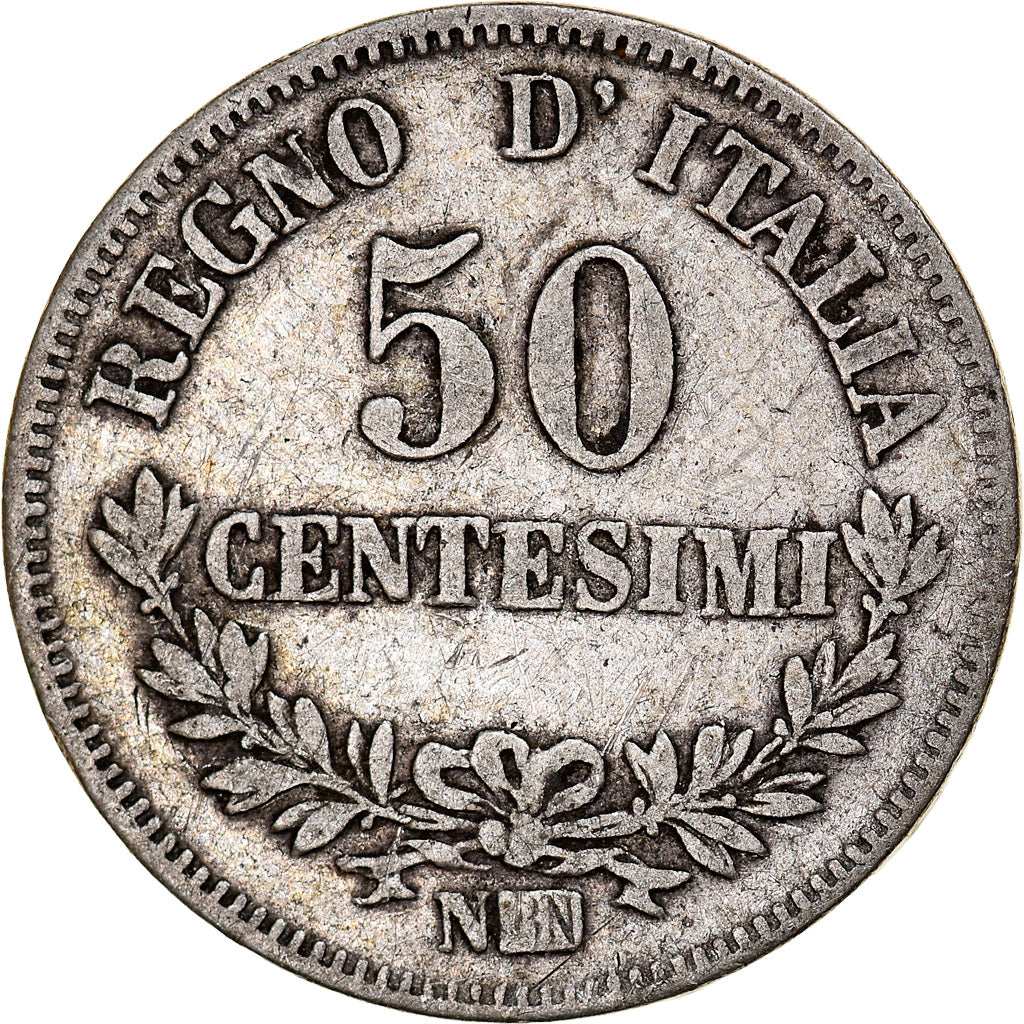 Coin, Italy, Vittorio Emanuele II, 50 Centesimi, 1867, Naples, VF(30-35)