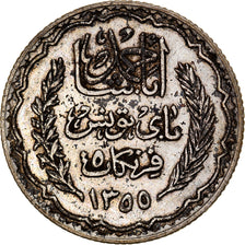Moneta, Tunisia, Ahmad Pasha Bey, 5 Francs, 1936/AH1355, Paris, MB+, Argento