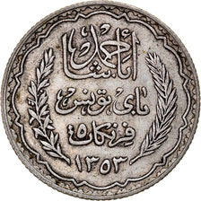 Coin, Tunisia, Ahmad Pasha Bey, 5 Francs, AH 1353/1934, Paris, EF(40-45)