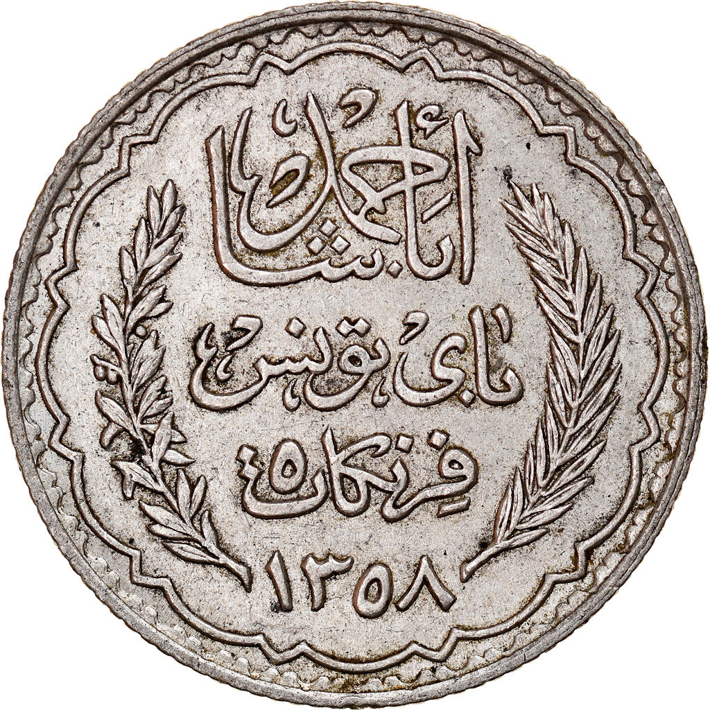 Monnaie, Tunisie, Ahmad Pasha Bey, 5 Francs, 1939, Paris, TTB, Argent, KM:264