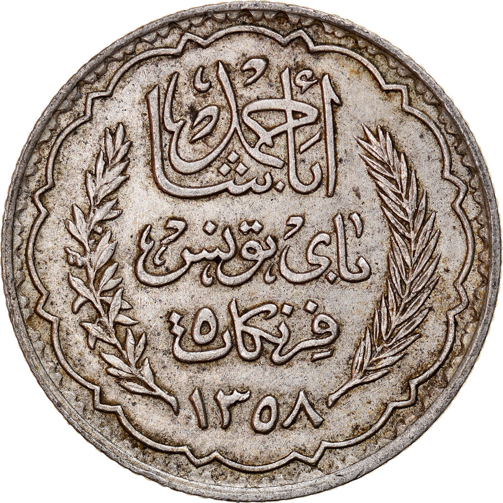 Monnaie, Tunisie, Ahmad Pasha Bey, 5 Francs, 1939, Paris, TTB, Argent, KM:264