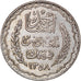 Moneta, Tunisia, Ahmad Pasha Bey, 5 Francs, 1939, Paris, AU(55-58), Srebro