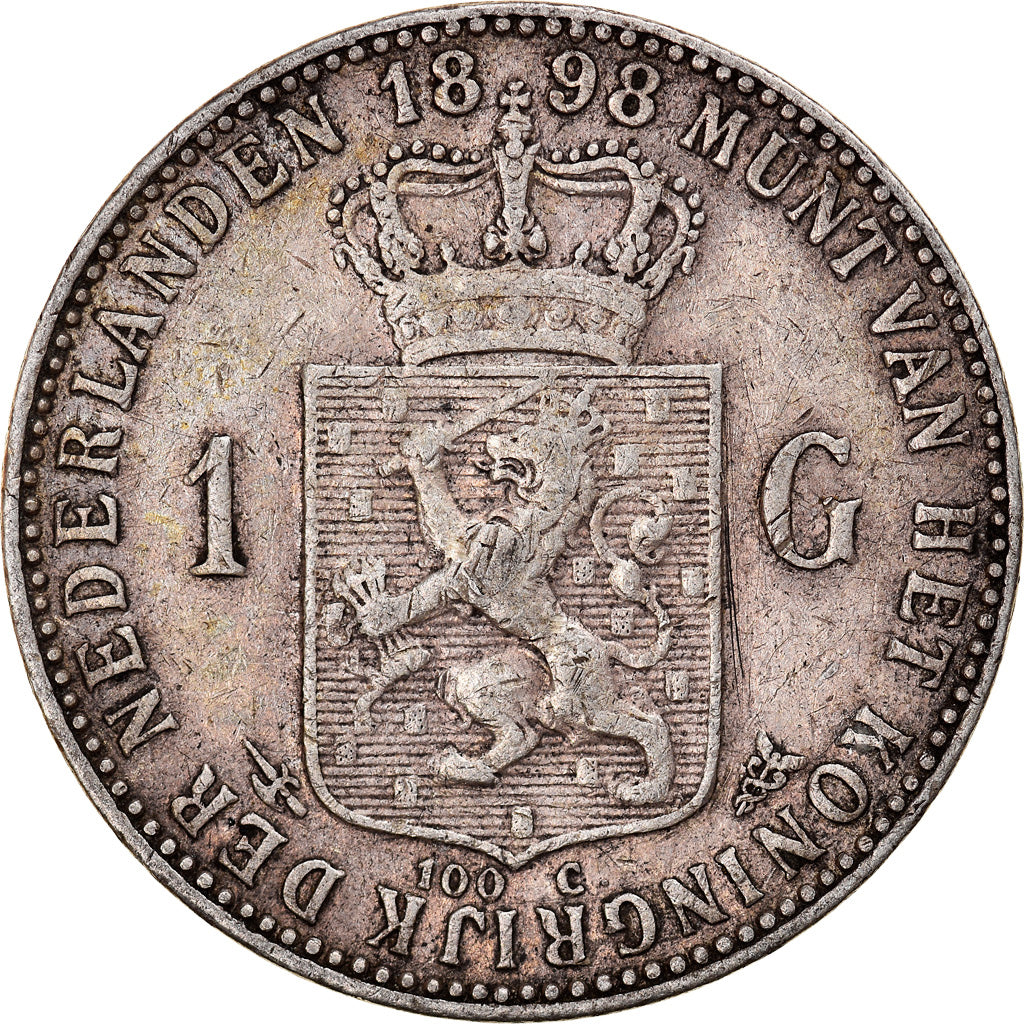 Coin, Netherlands, Wilhelmina I, Gulden, 1898, Utrecht, EF(40-45), Silver