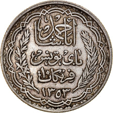 Coin, Tunisia, Ahmad Pasha Bey, 10 Francs, AH 1353/1934, Paris, VF(30-35)