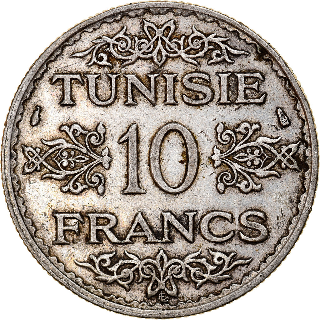 Coin, Tunisia, Ahmad Pasha Bey, 10 Francs, AH 1353/1934, Paris, VF(30-35)