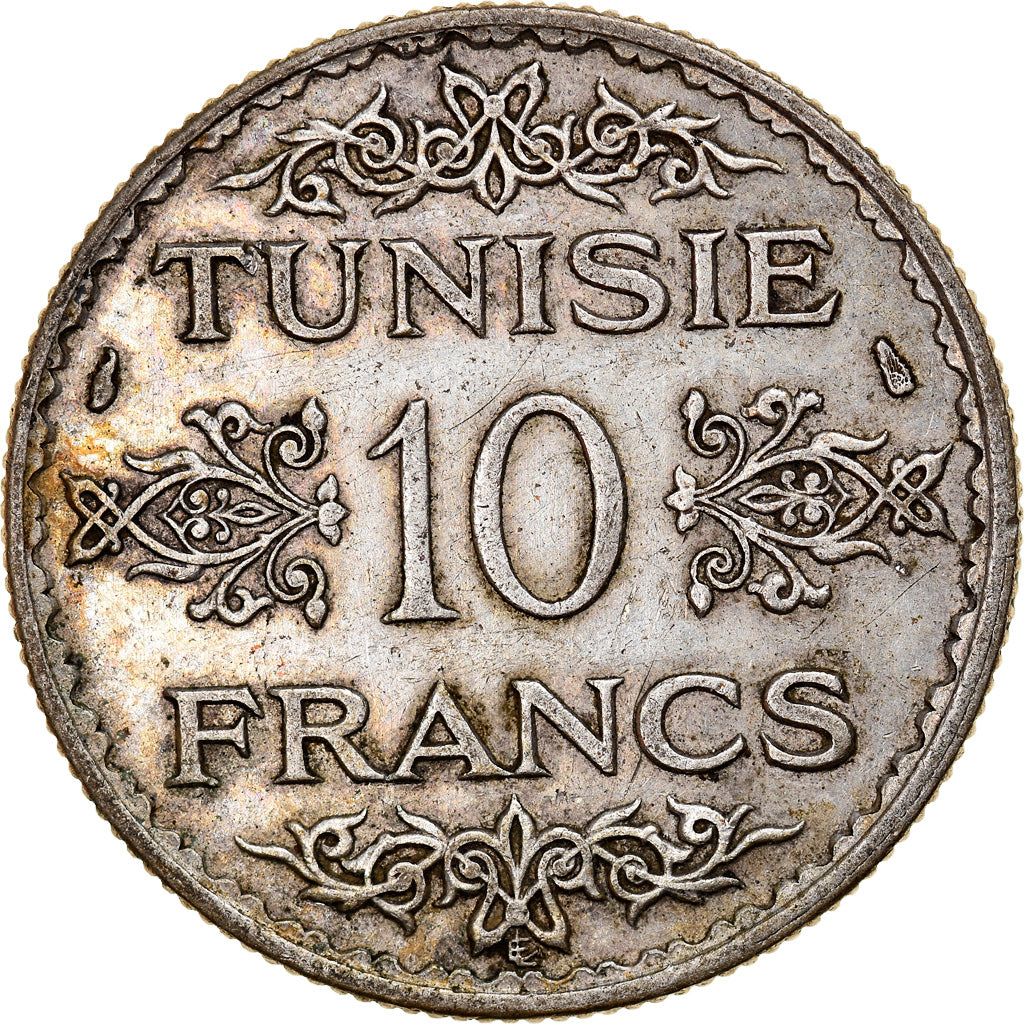Coin, Tunisia, Ahmad Pasha Bey, 10 Francs, AH 1353/1934, Paris, EF(40-45)