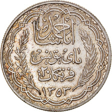 Monnaie, Tunisie, Ahmad Pasha Bey, 20 Francs, 1934, Paris, SUP, Argent, KM:263