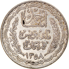 Moneda, Túnez, Ahmad Pasha Bey, 20 Francs, 1939, Paris, EBC, Plata, KM:266