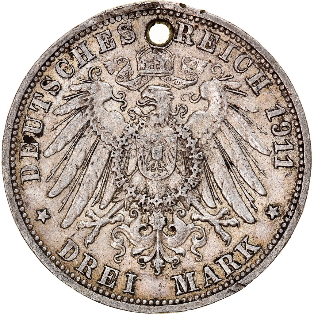 Moneda, Estados alemanes, WURTTEMBERG, Wilhelm II, 3 Mark, 1911, Freudenstadt