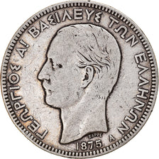 Coin, Greece, George I, 5 Drachmai, 1875, Paris, VF(30-35), Silver, KM:46