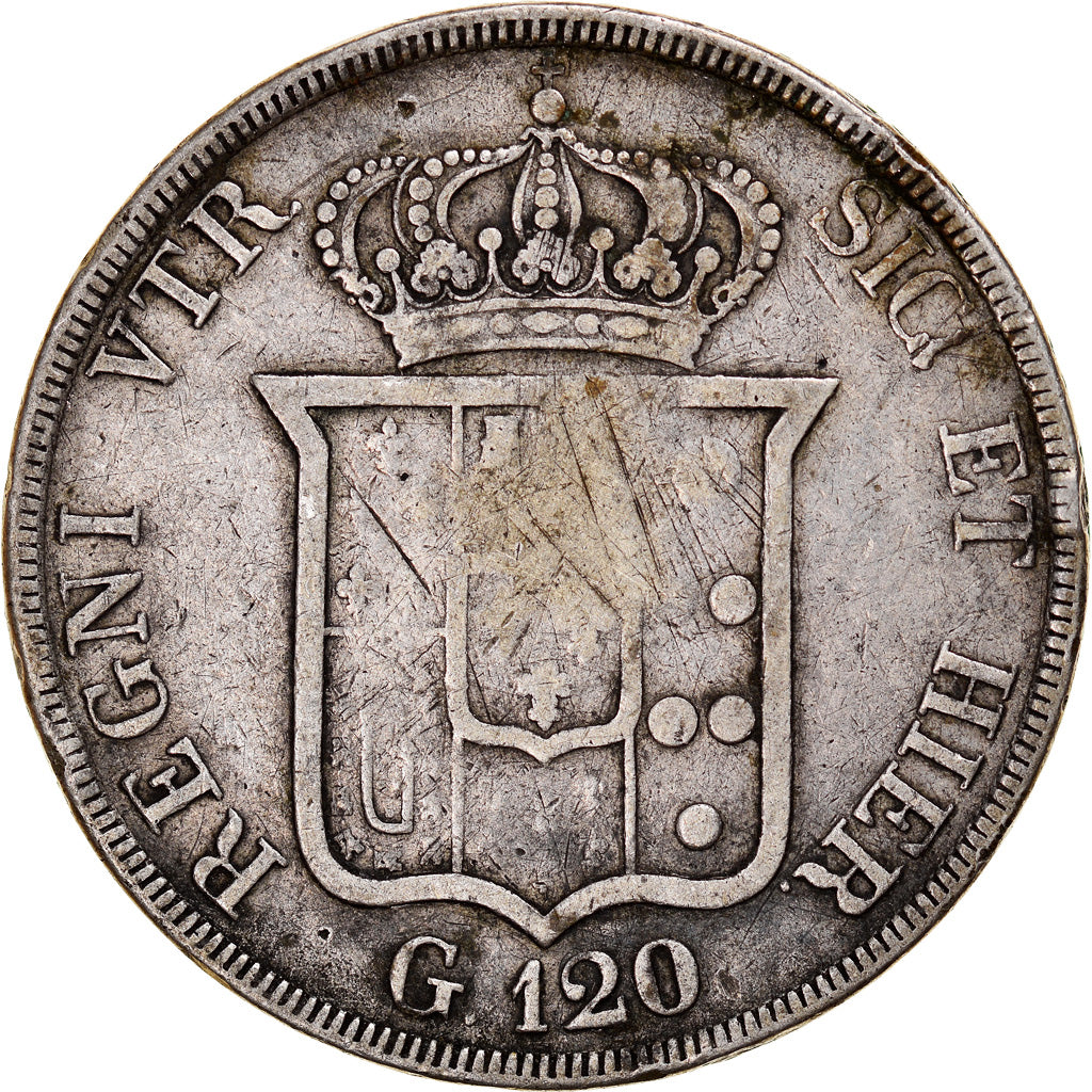 Coin, ITALIAN STATES, NAPLES, Ferdinando II, 120 Grana, 1831, VF(30-35), Silver