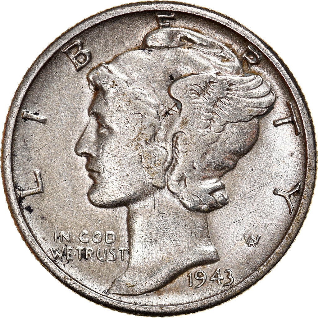 Monnaie, États-Unis, Mercury Dime, Dime, 1943, U.S. Mint, Philadelphie, TTB