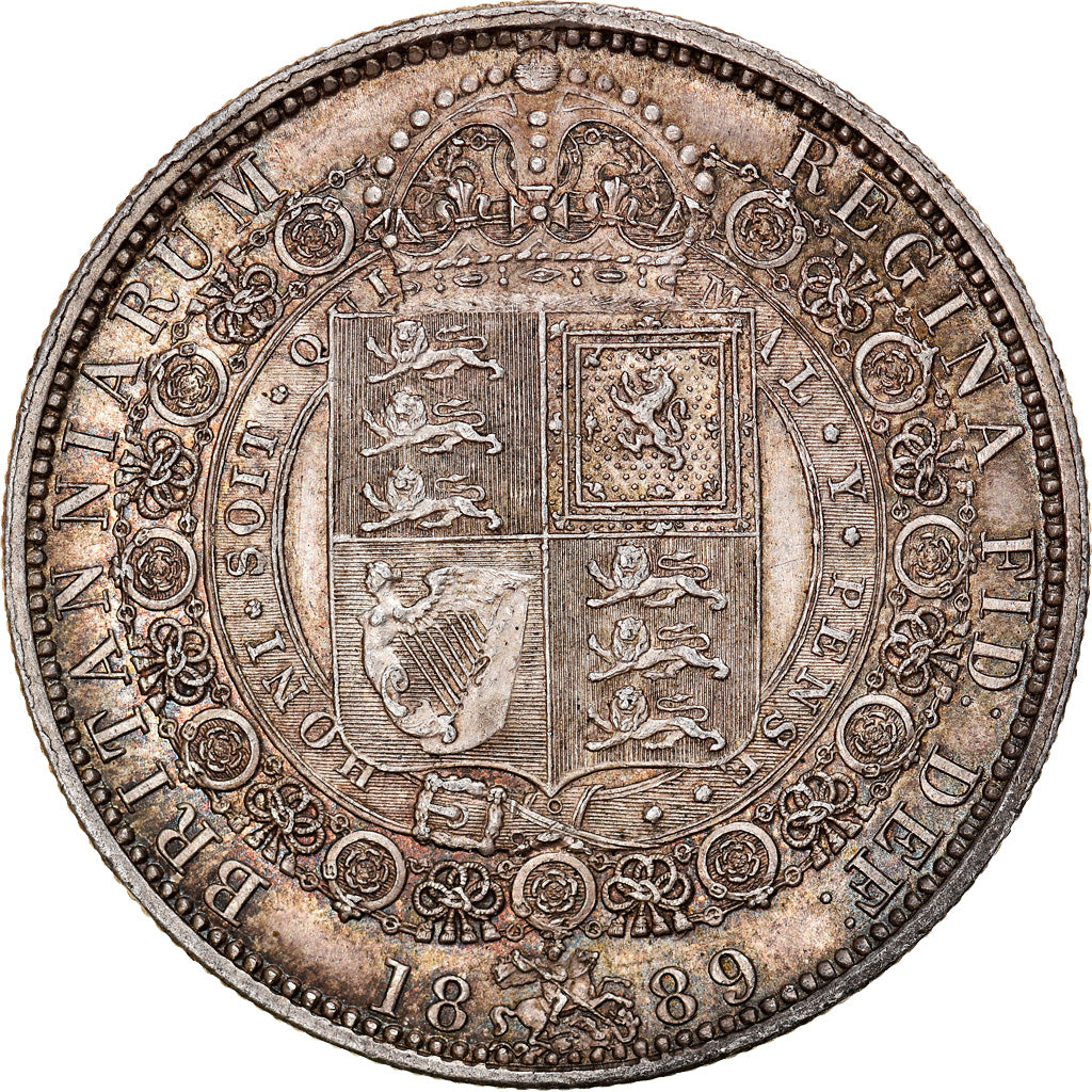 Monnaie, Grande-Bretagne, Victoria, 1/2 Crown, 1889, Londres, SUP, Argent