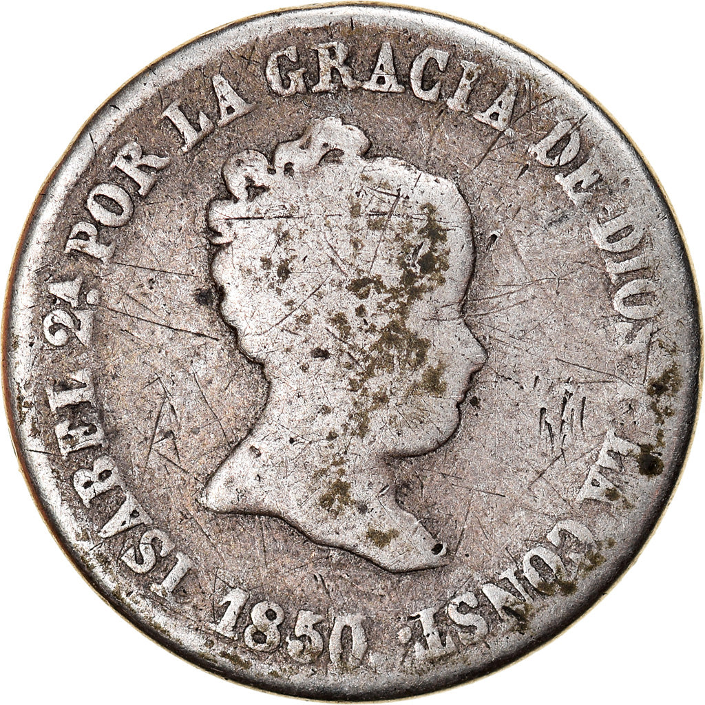 Monnaie, Espagne, Isabel II, 2 Reales, 1850, Seville, B, Argent, KM:526.2