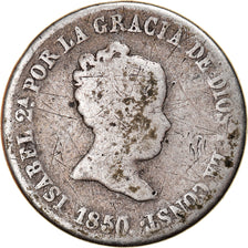 Moeda, Espanha, Isabel II, 2 Reales, 1850, Seville, VG(8-10), Prata, KM:526.2