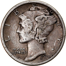 Coin, United States, Mercury Dime, Dime, 1918, U.S. Mint, Philadelphia