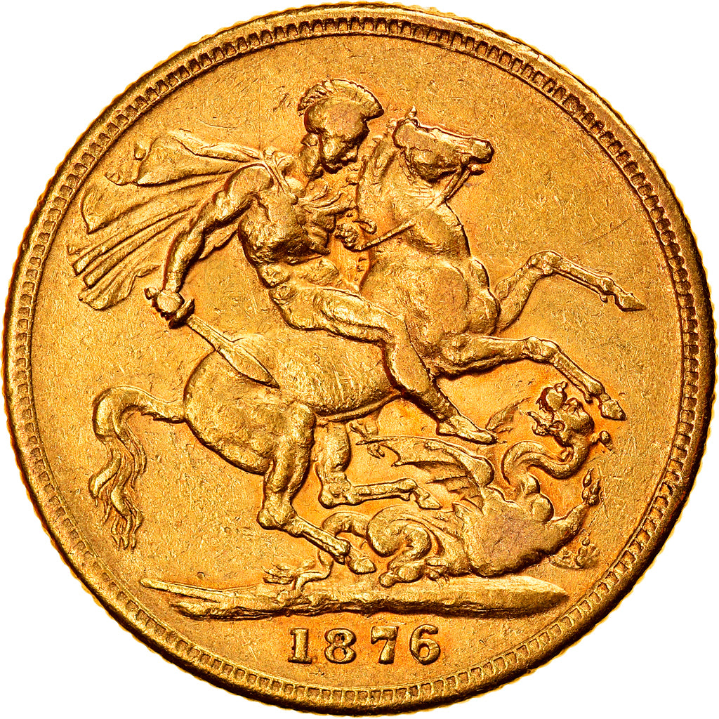 Moneta, Australia, Victoria, Sovereign, 1876, Melbourne, BB, Oro, KM:7