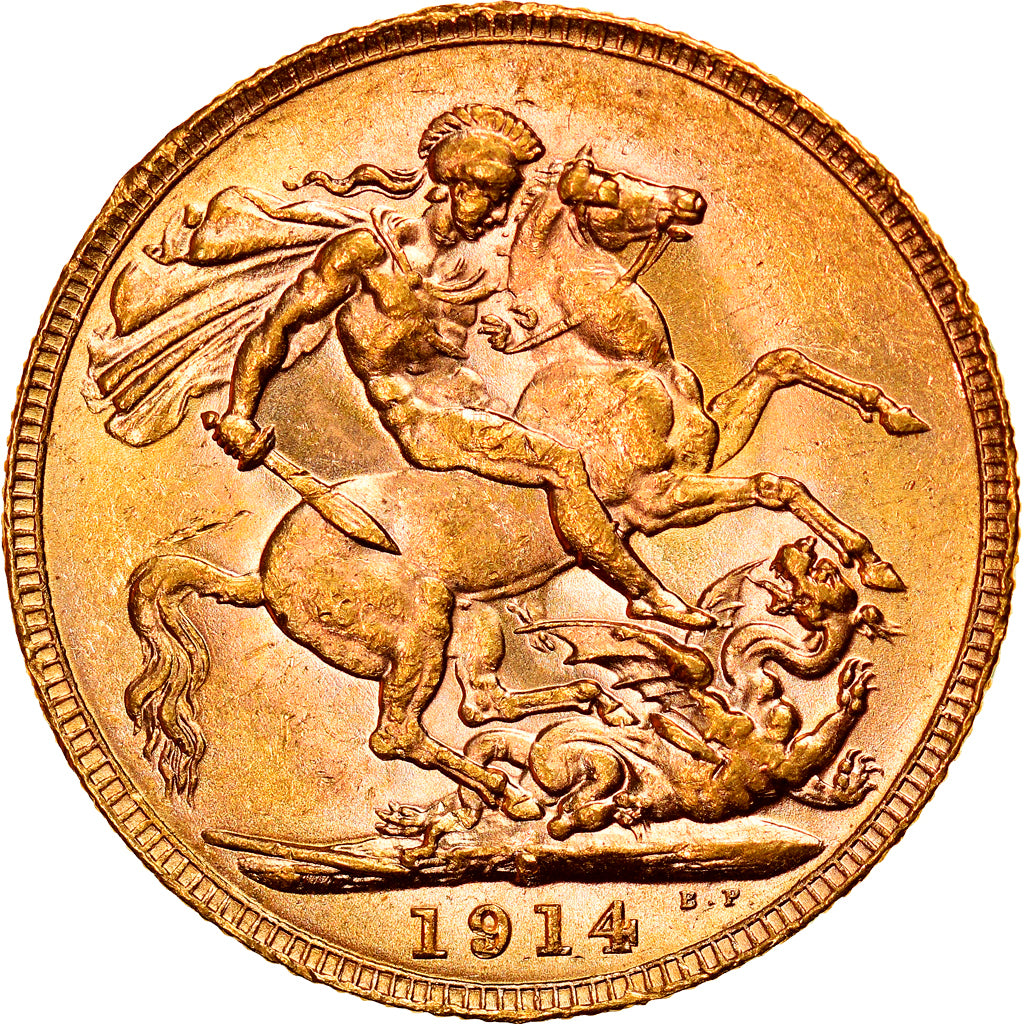 Coin, Australia, George V, Sovereign, 1914, Perth, MS(60-62), Gold, KM:820
