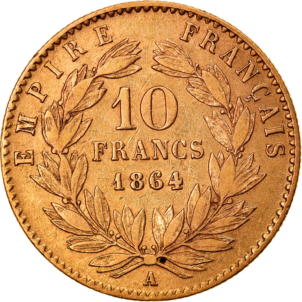 Moneta, Francja, Napoleon III, Napoléon III, 10 Francs, 1864, Paris, EF(40-45)