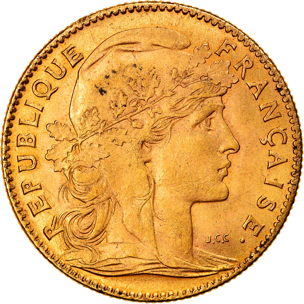 Munten, Frankrijk, Marianne, 10 Francs, 1907, Paris, ZF+, Goud, KM:846