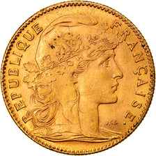 Moeda, França, Marianne, 10 Francs, 1907, Paris, AU(50-53), Dourado, KM:846