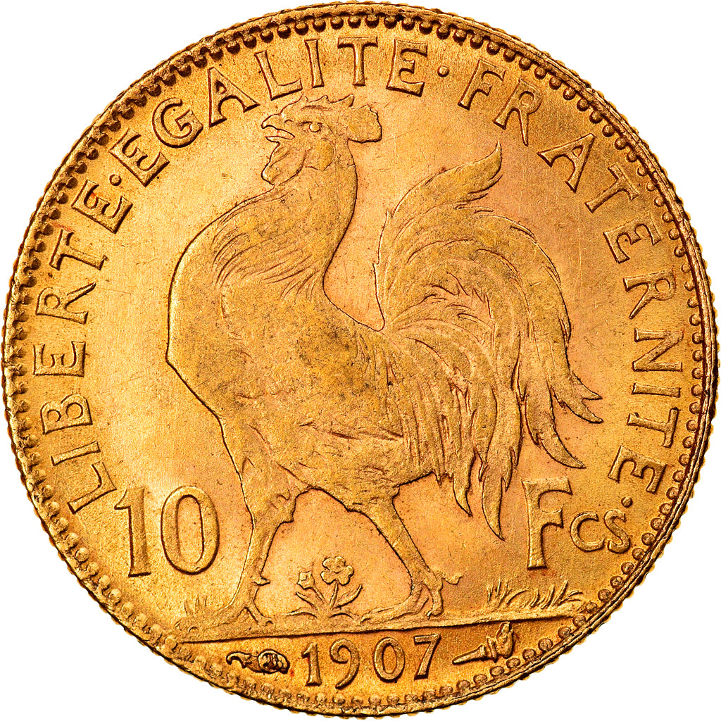 Munten, Frankrijk, Marianne, 10 Francs, 1907, Paris, ZF+, Goud, KM:846
