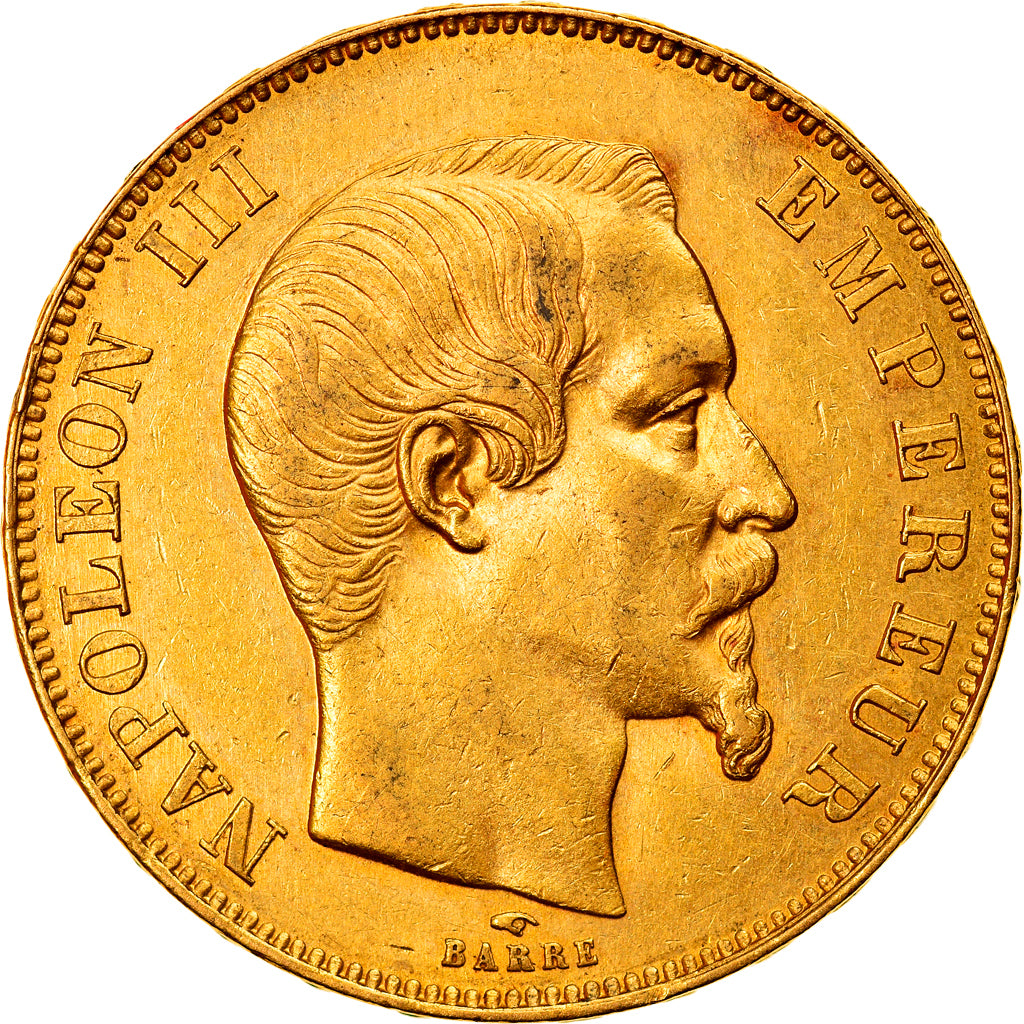 Moneta, Francja, Napoleon III, Napoléon III, 50 Francs, 1858, Paris, AU(50-53)